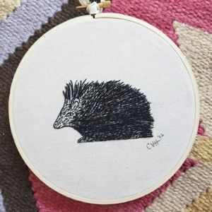 Hedgehog Embroidery Handmade
